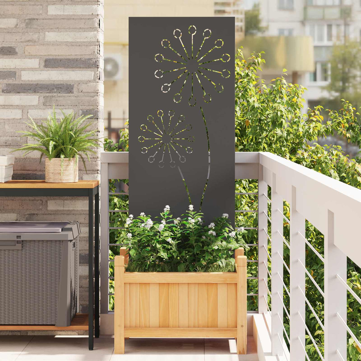 Have privatliv skærm Fretwork Sort 50 x 140 cm Koldvalset stål