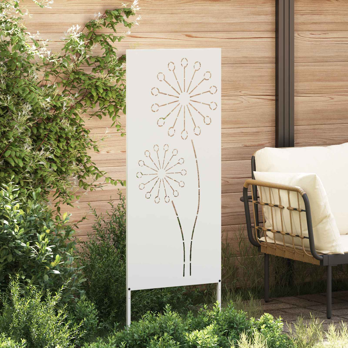 Have privatliv skærm Fretwork Hvid 50 x 140 cm Koldvalset stål