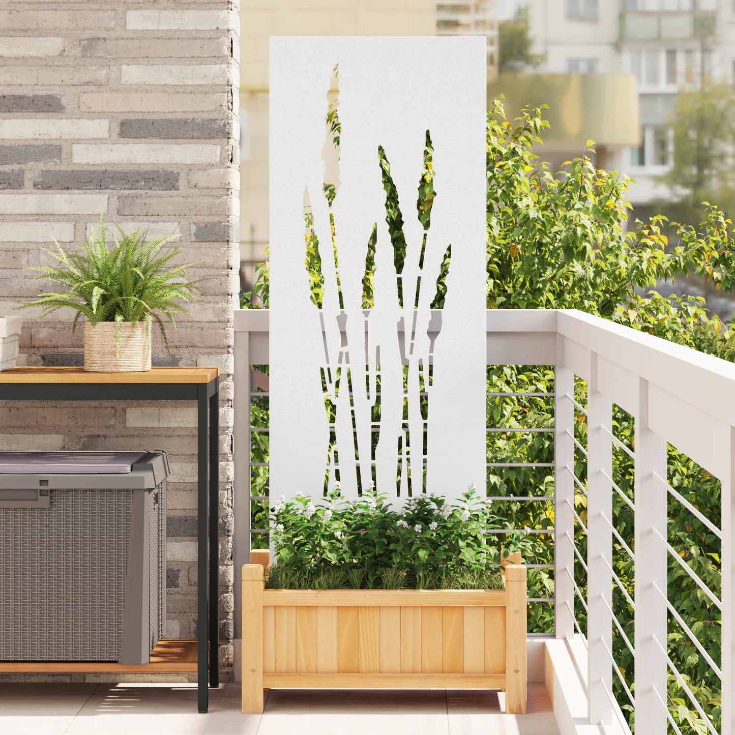 Have privatliv skærm Blomstret Hvid 50 x 140 cm Koldvalset stål