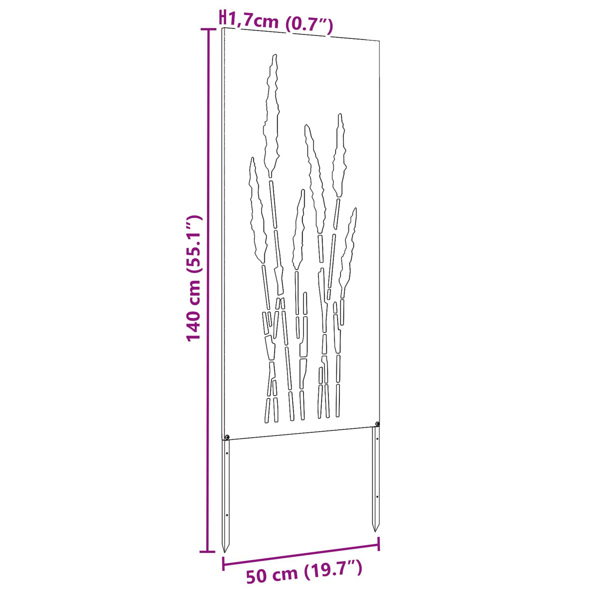 Have privatliv skærm Blomstret Hvid 50 x 140 cm Koldvalset stål