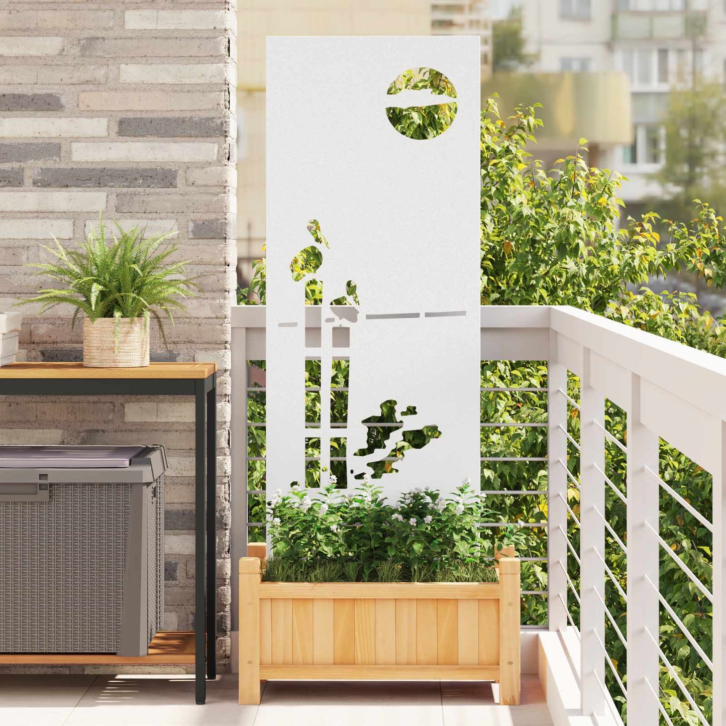 Have privatliv skærm Fretwork Hvid 50 x 140 cm Koldvalset stål