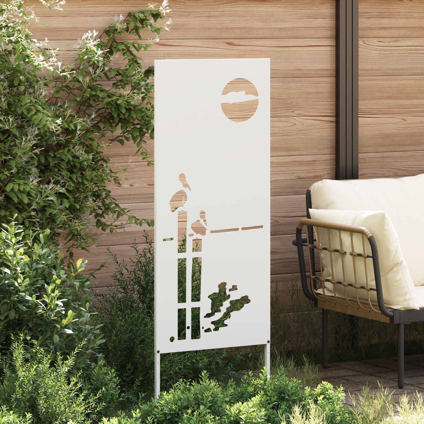Have privatliv skærm Fretwork Hvid 50 x 140 cm Koldvalset stål