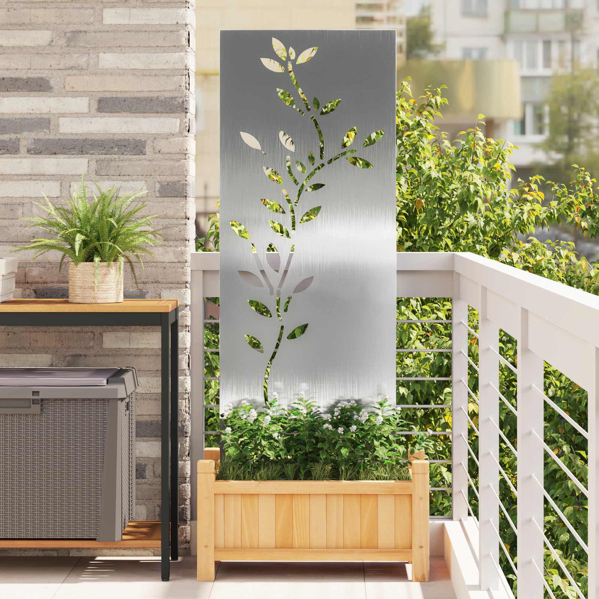 Have privatliv skærm Blomstret Sølv 50 x 140 cm Rustfrit stål