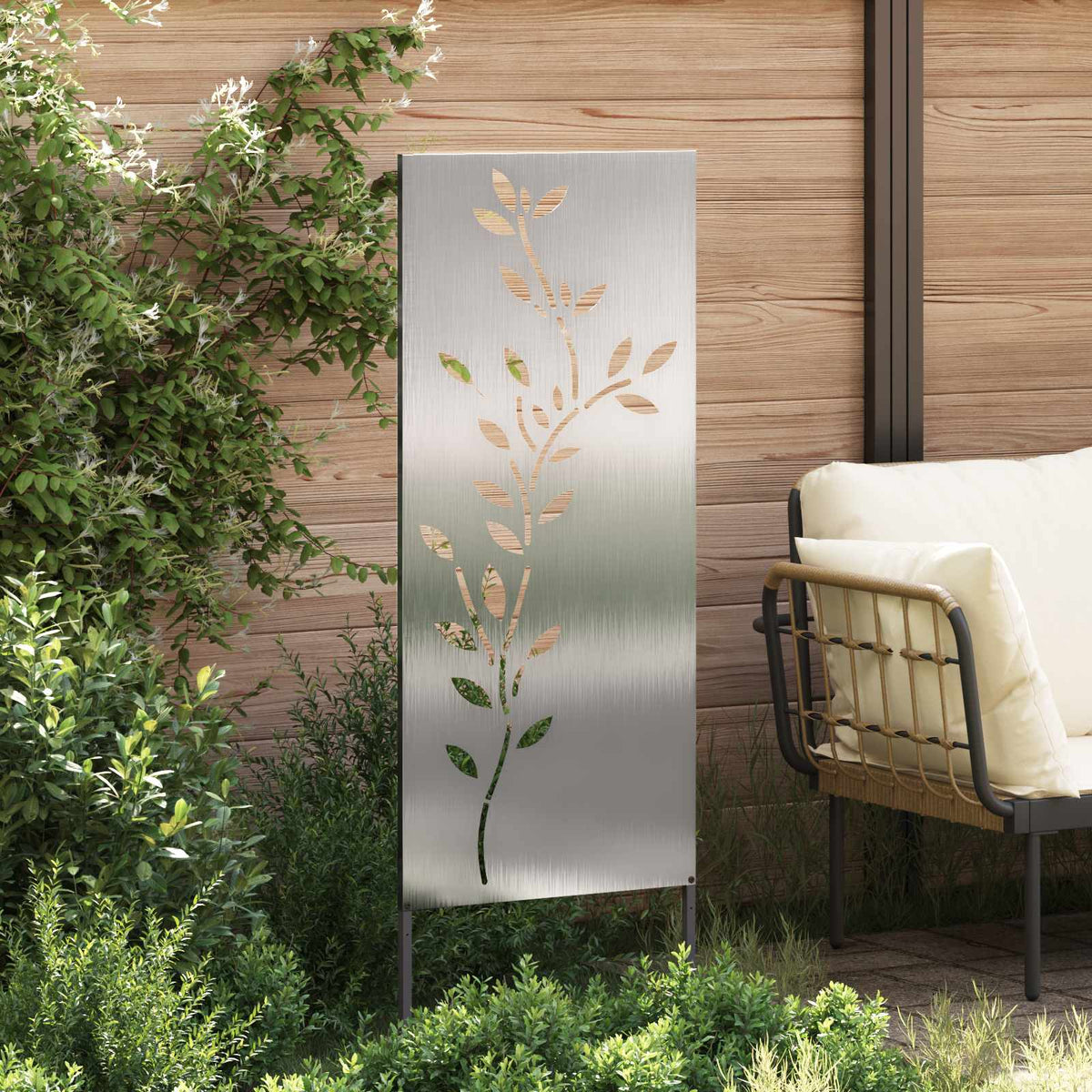 Have privatliv skærm Blomstret Sølv 50 x 140 cm Rustfrit stål