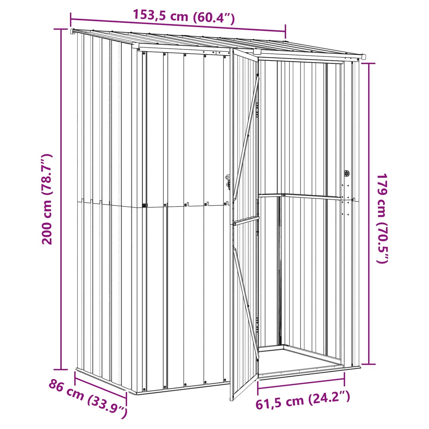 Haveskure Brun 153,5 x 86 x 200 cm Metal