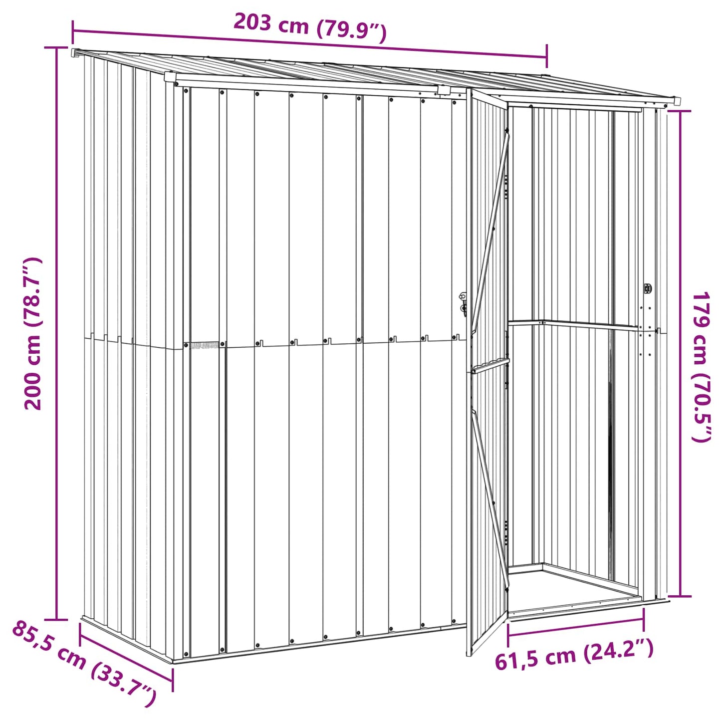 Haveskure Brun 203 x 85,5 x 200 cm Metal