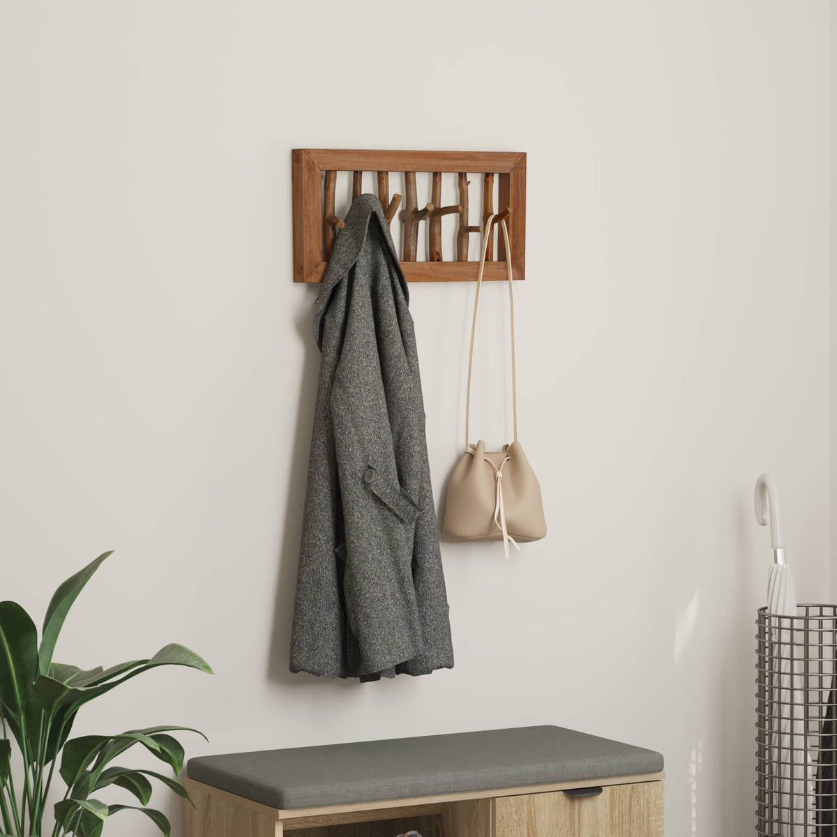 Frakkekrog Naturfarvet 50 x 10 x 25 cm Massiv Mahogni