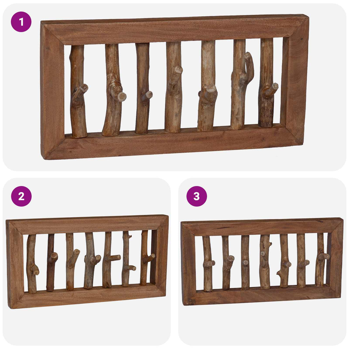Frakkekrog Naturfarvet 50 x 10 x 25 cm Massiv Mahogni