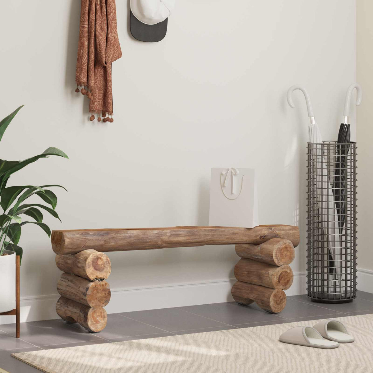 bænk Naturfarvet 110 x 30 x 34 cm Massiv Teaktræ