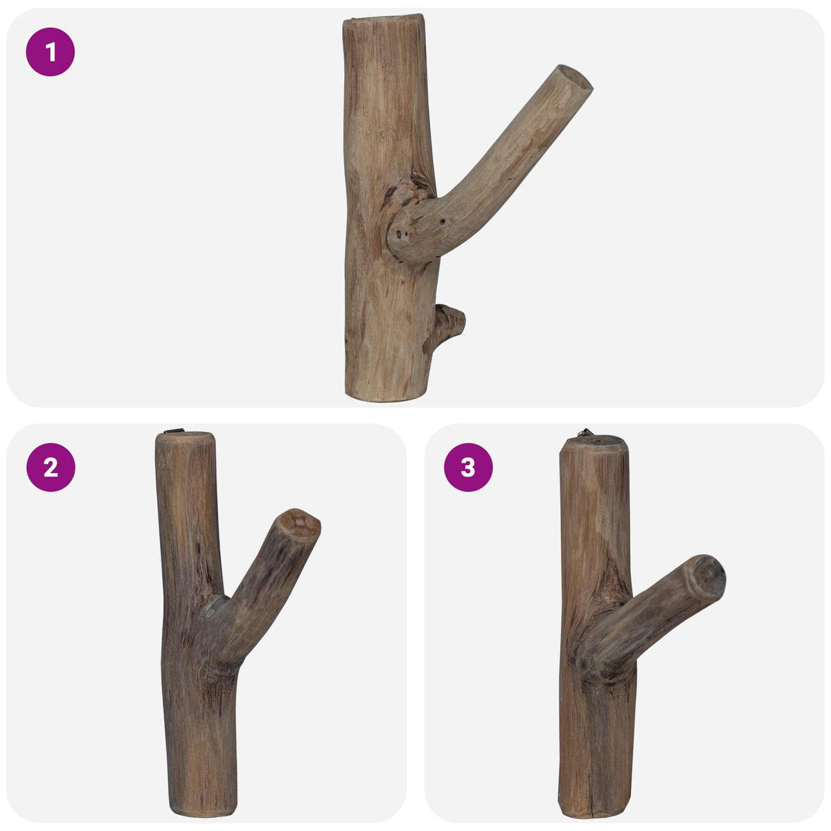 Krog Brun 4 x 4 x 14 cm Solid genbrugs træ