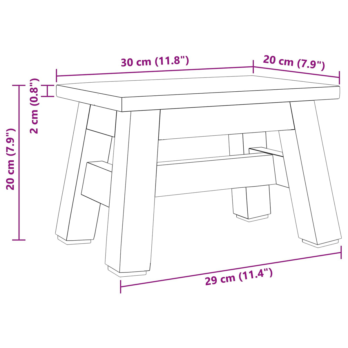 Taburet Naturfarvet 30 x 20 x 20 cm Mahogni Træ