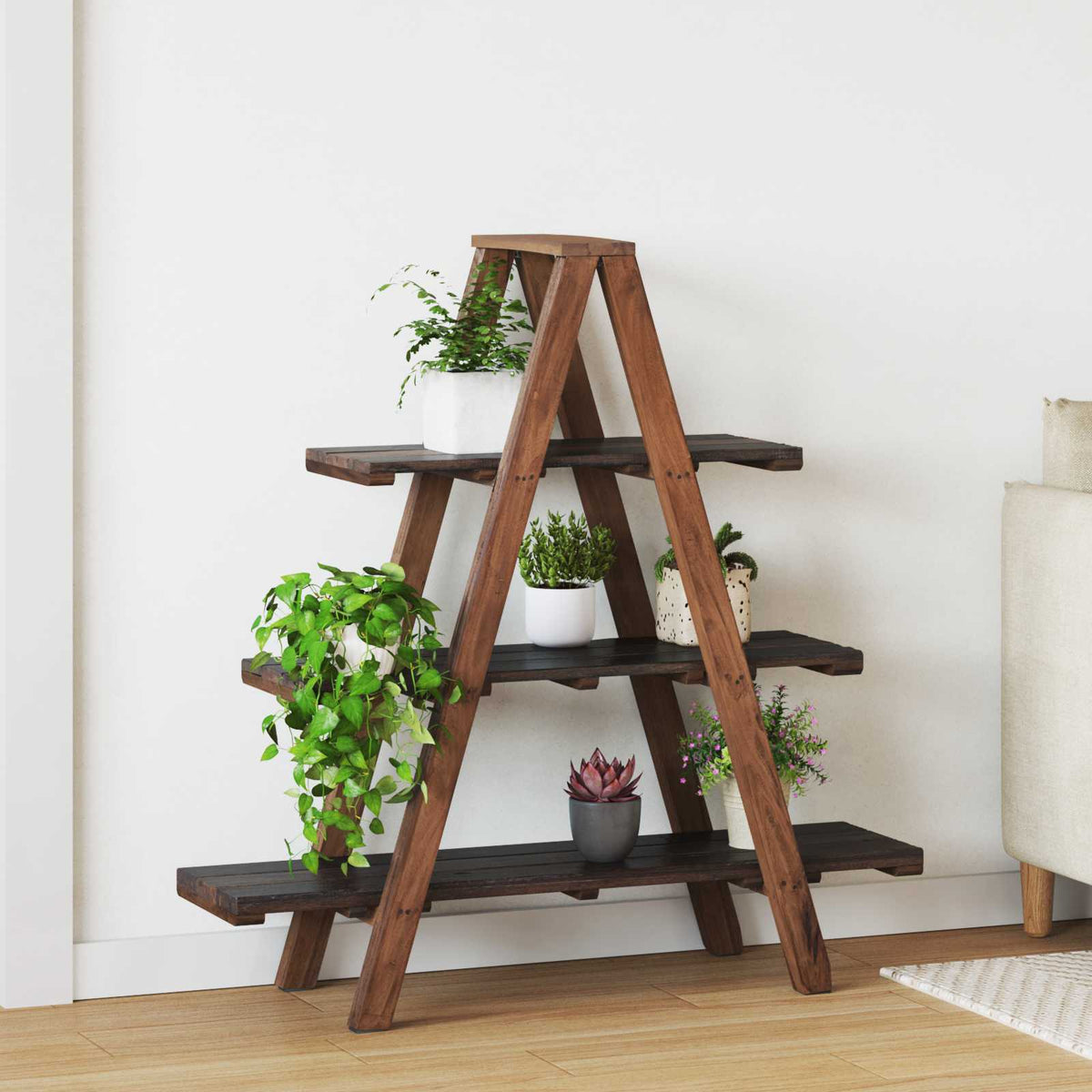 Foldereol med hylde Brun 79.5 x 35 x 112 cm Solid genbrugs træ