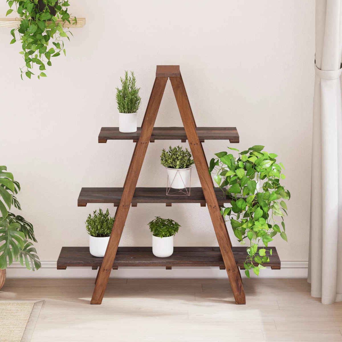 Foldereol med hylde Brun 79.5 x 35 x 112 cm Solid genbrugs træ