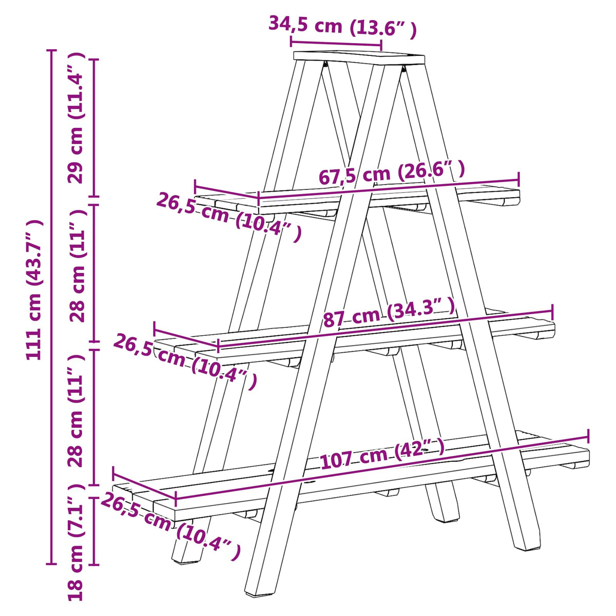 Foldereol med hylde Brun 79.5 x 35 x 112 cm Solid genbrugs træ