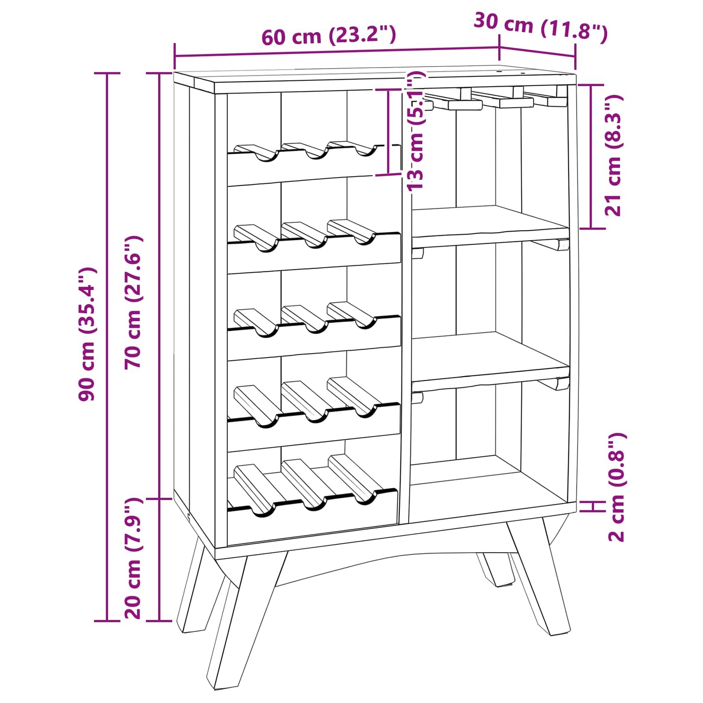 Hylde Brun 60 x 30 x 90 cm Solid genbrugs træ