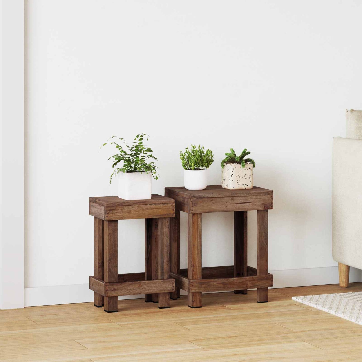 Planteholder 2 stk. Brun 70 x 11 x 27 cm Mahogni Træ
