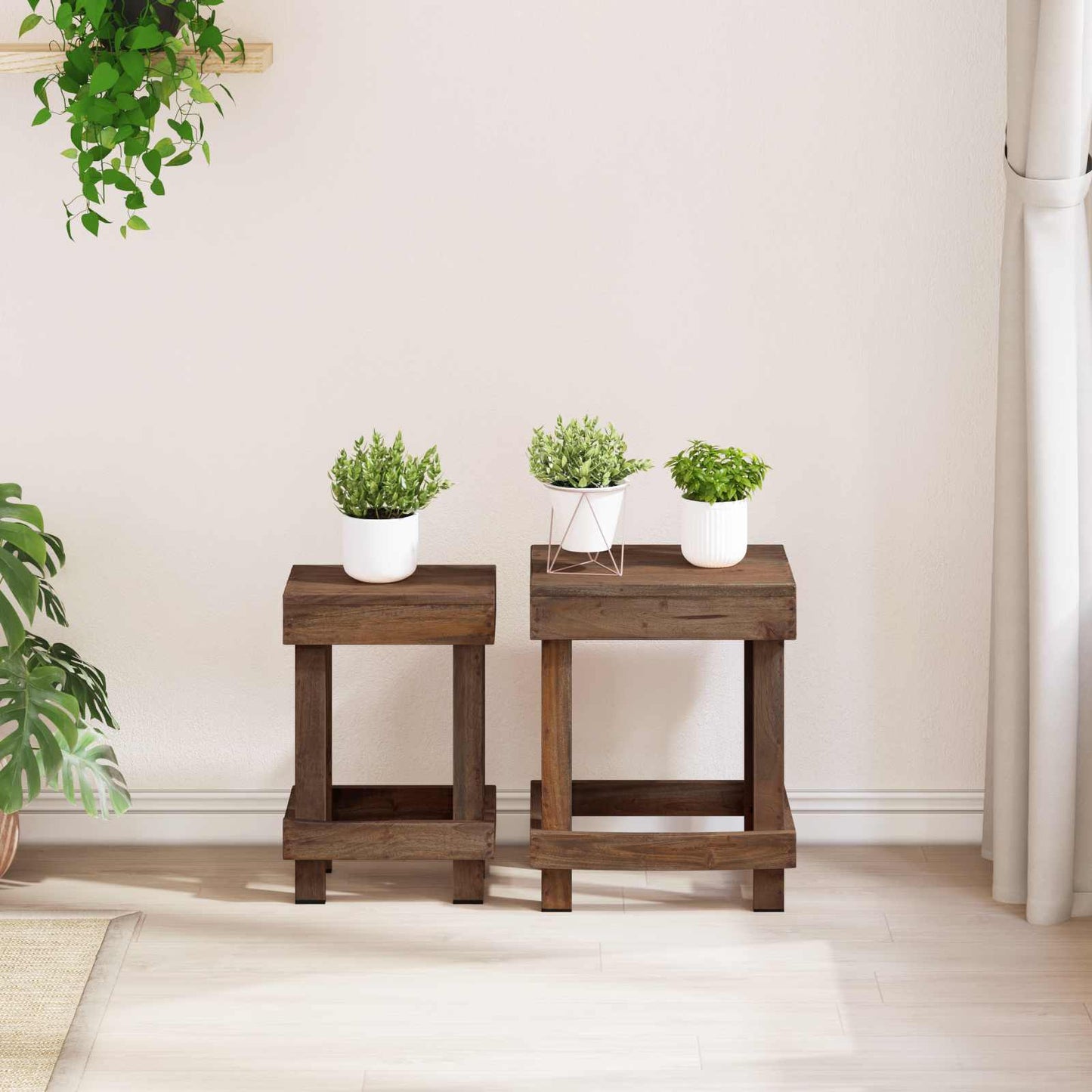 Planteholder 2 stk. Brun 70 x 11 x 27 cm Mahogni Træ