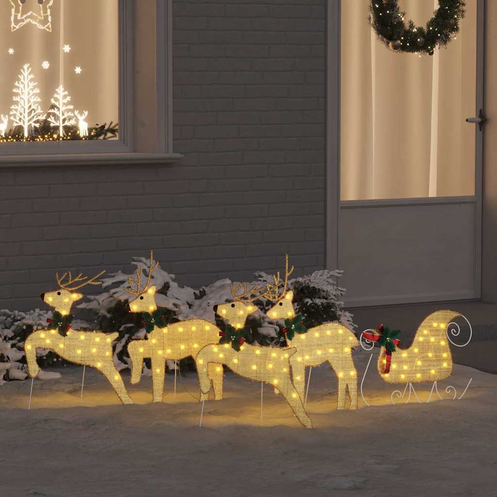 LED Rensdyr 5 stk. Guld 43 x 18 x 66 cm Stof