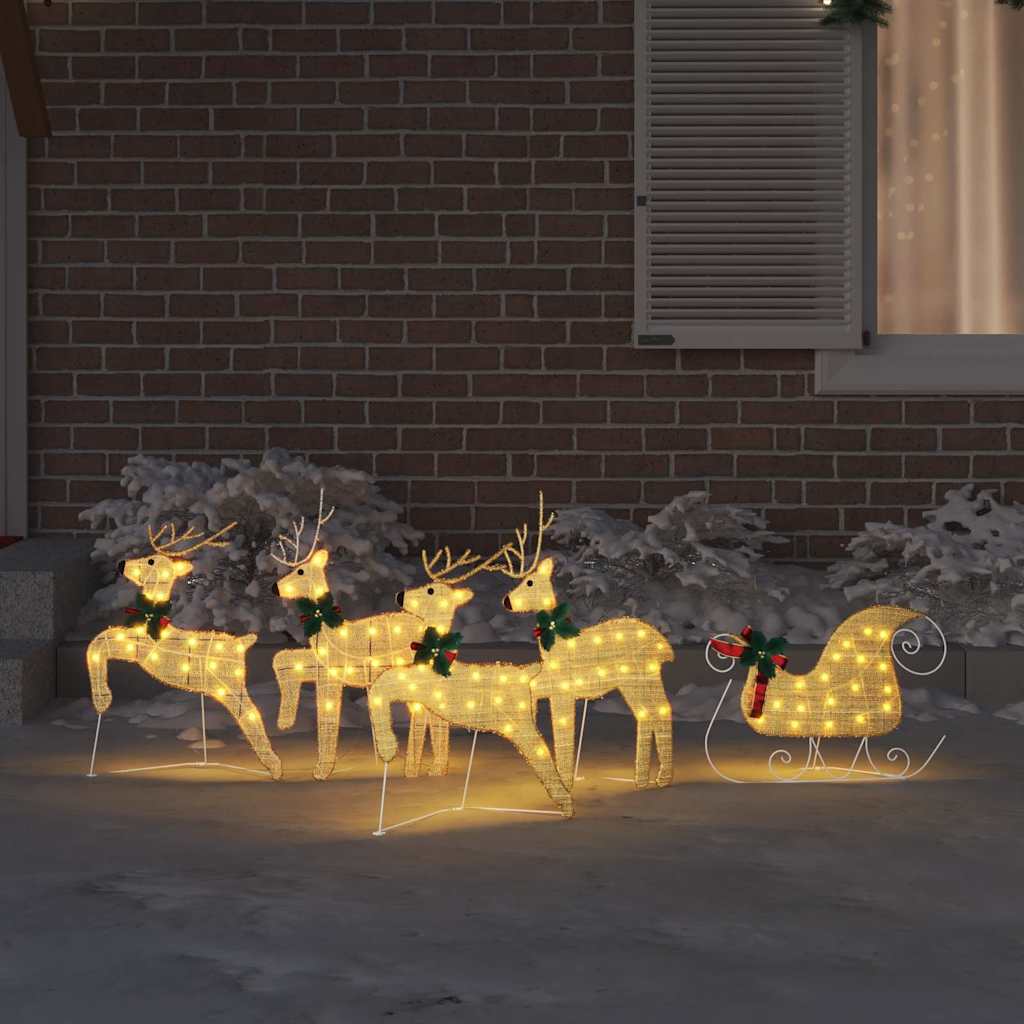 LED Rensdyr 5 stk. Guld 43 x 18 x 66 cm Stof