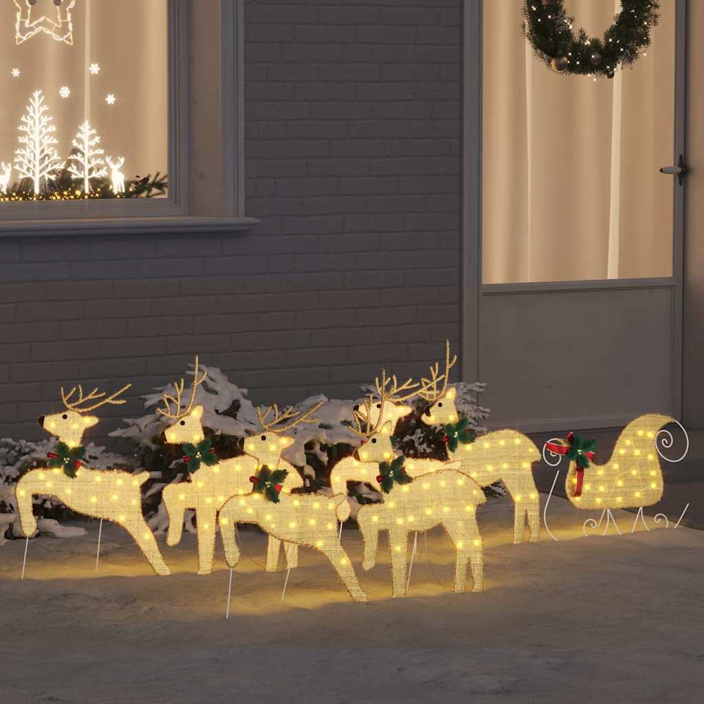 LED Rensdyr 7 stk. Guld 43 x 18 x 66 cm Stof