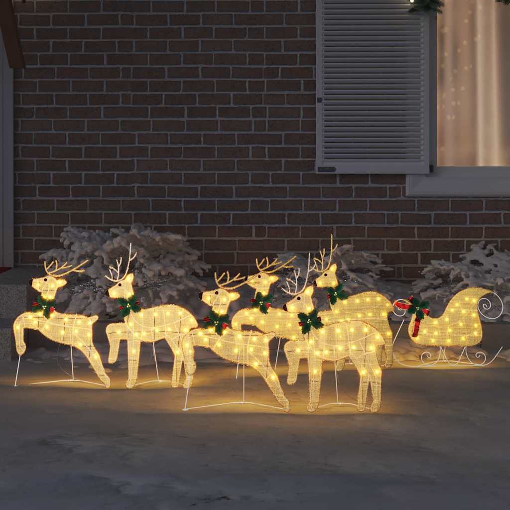 LED Rensdyr 7 stk. Guld 43 x 18 x 66 cm Stof