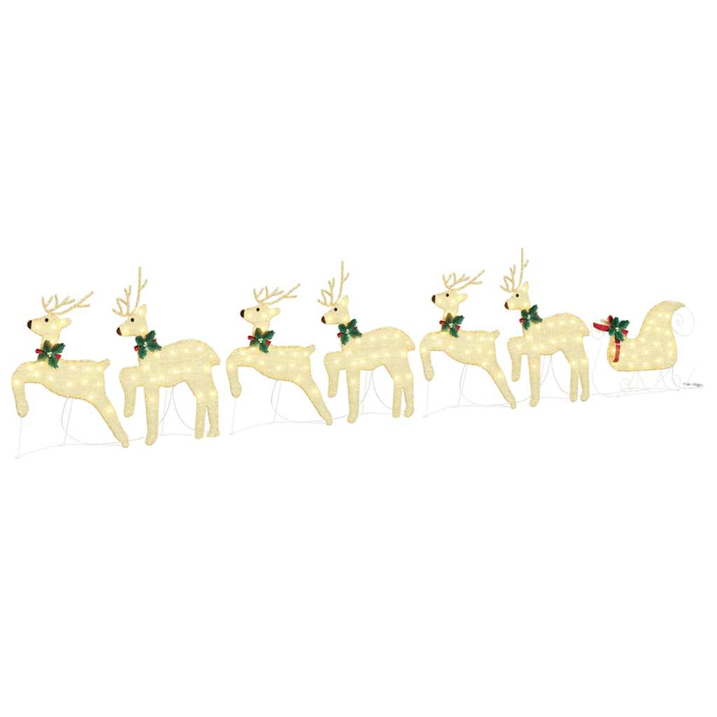 LED Rensdyr 7 stk. Guld 43 x 18 x 66 cm Stof