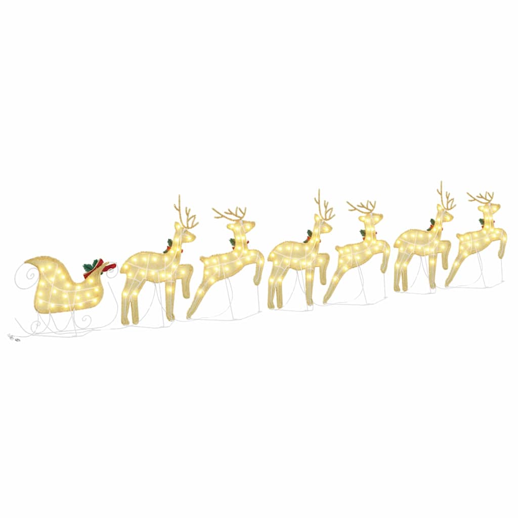 LED Rensdyr 7 stk. Guld 43 x 18 x 66 cm Stof
