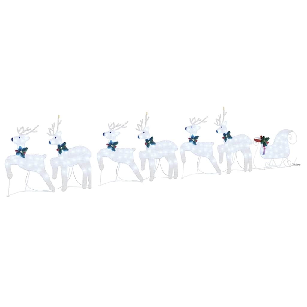 LED Rensdyr 7 stk. Sølv 43 x 18 x 66 cm Stof
