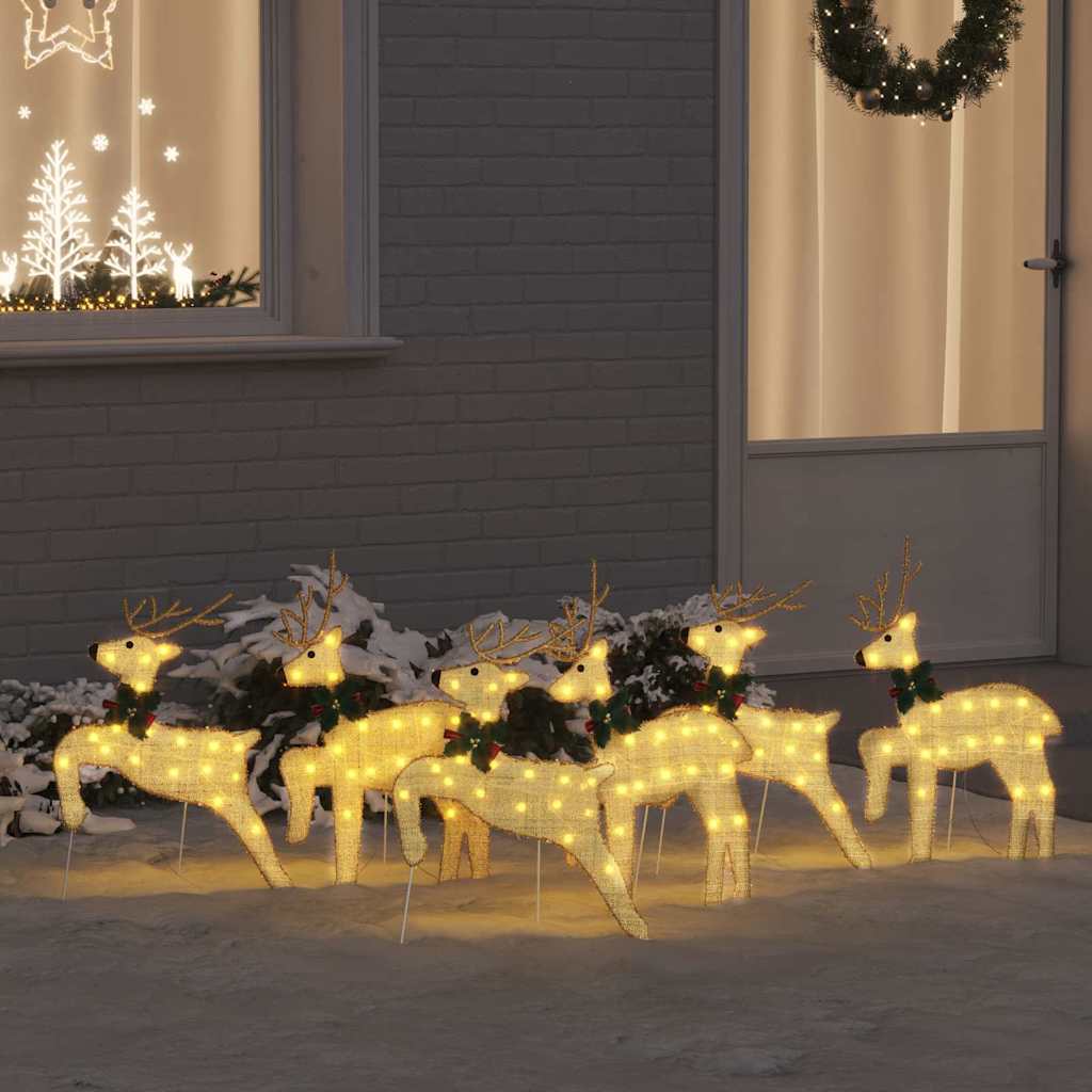 LED Rensdyr 6 stk. Guld 45 x 19 x 65 cm Stof