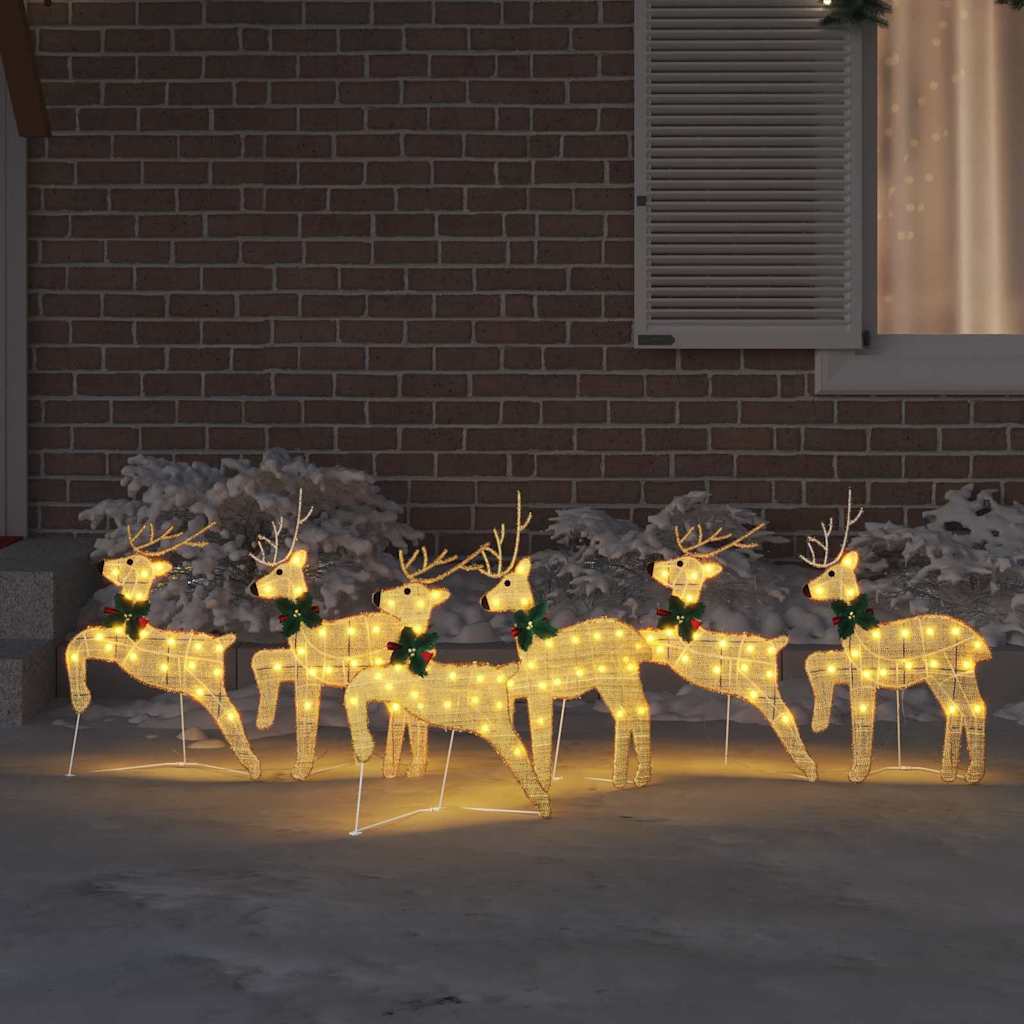 LED Rensdyr 6 stk. Guld 45 x 19 x 65 cm Stof