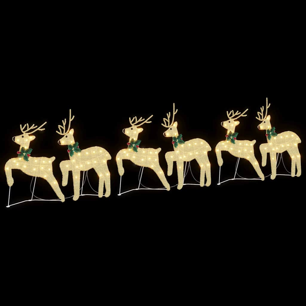 LED Rensdyr 6 stk. Guld 45 x 19 x 65 cm Stof