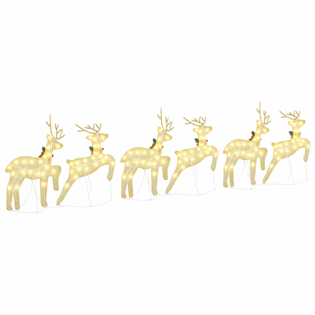 LED Rensdyr 6 stk. Guld 45 x 19 x 65 cm Stof
