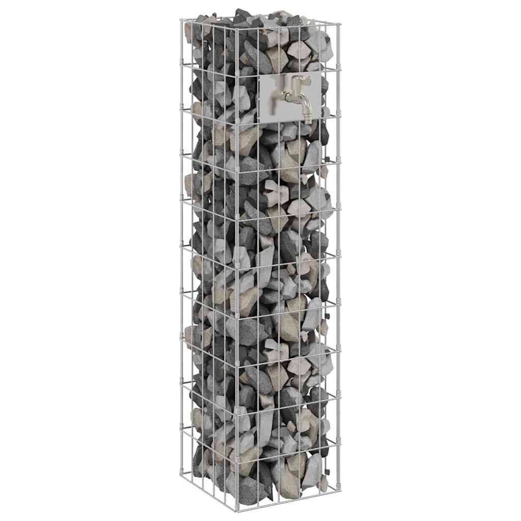 Gabion Vandhane 4 stk. Sølv 25 x 25 x 100 cm Galvaniseret stål