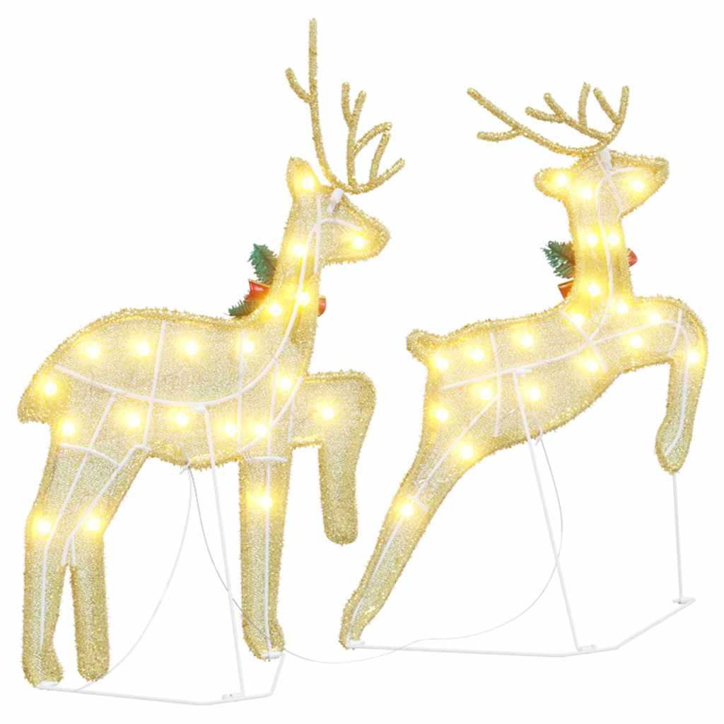 LED Rensdyr 2 stk. Varm hvid 45 x 19 x 65 cm Stof