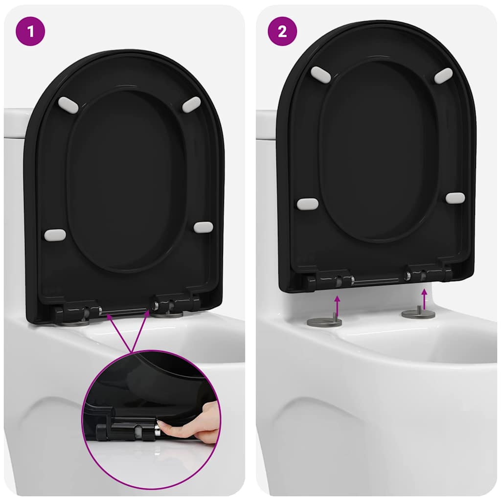 Toilet sæde Justerbar Sort 48 x 36,5 x 4,5 cm Polypropylen
