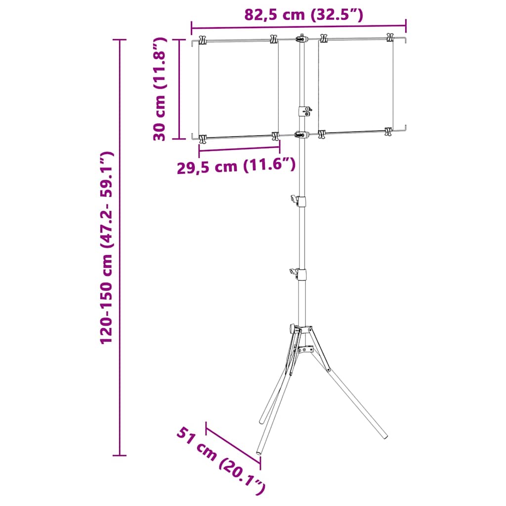 Målstativ Sort og Hvid 82,5 x 51 x 150 cm Metal