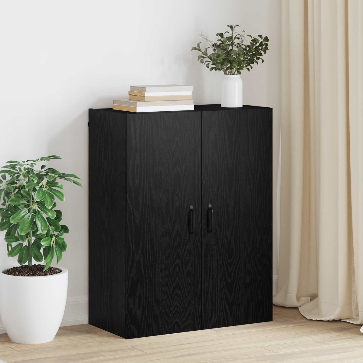 Vægskab Sort eg 69,5 x 34 x 90 cm Konstrueret træ