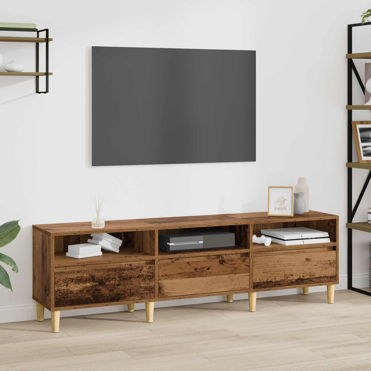 TV-skab 150 x 30 x 45 cm Gammelt træ Konstrueret træ
