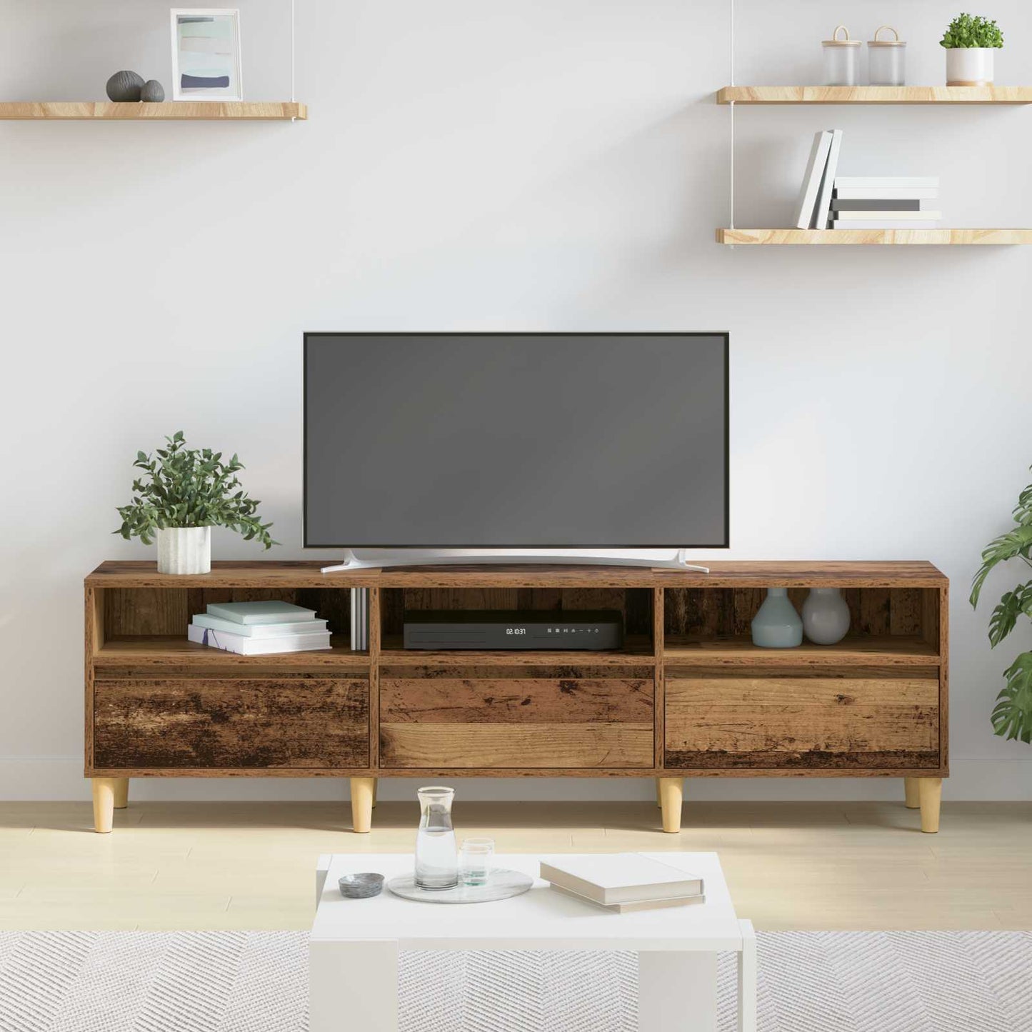 TV-skab 150 x 30 x 45 cm Gammelt træ Konstrueret træ