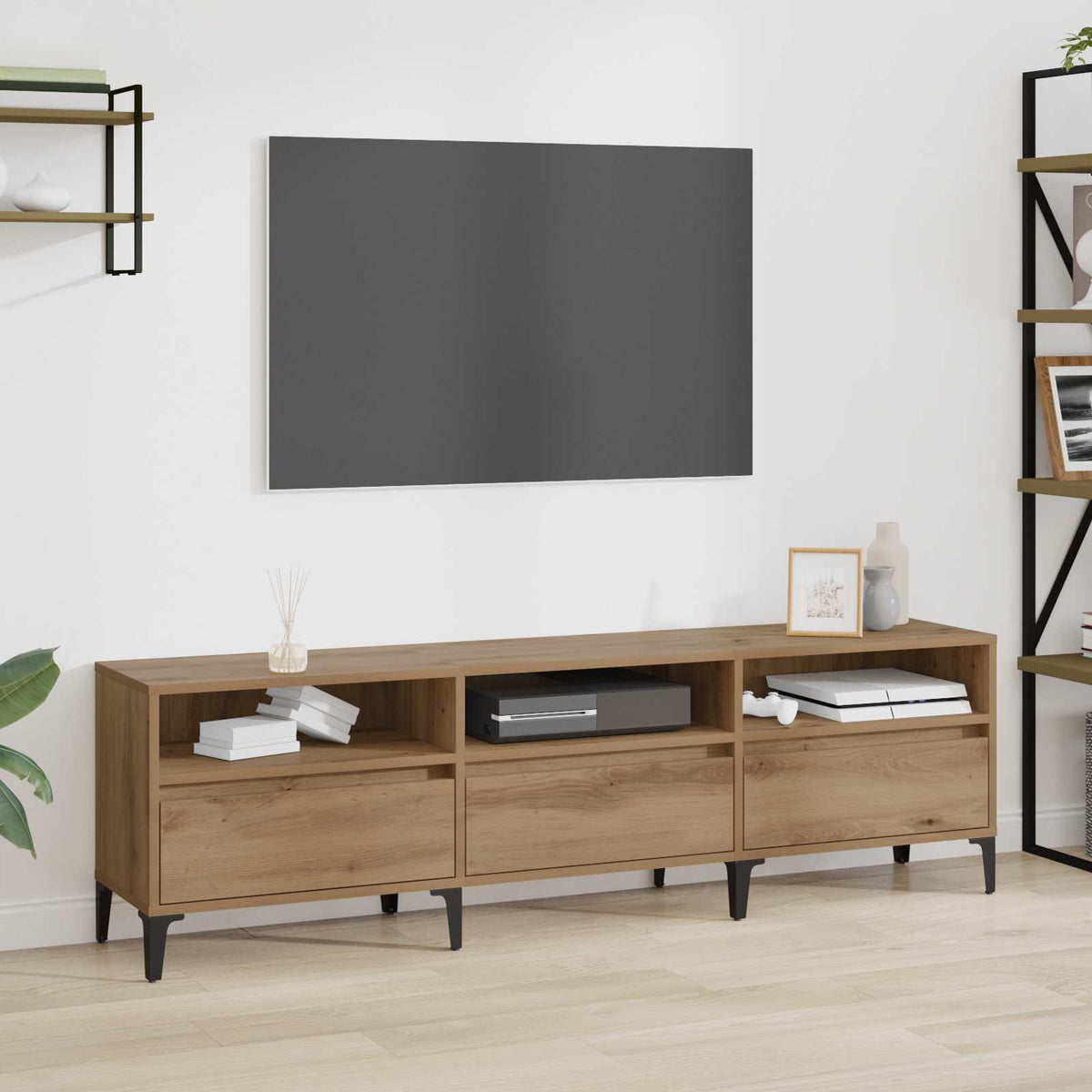 TV-skab 150 x 30 x 45 cm Artisan Egetræ Ingeniørt træ og jern