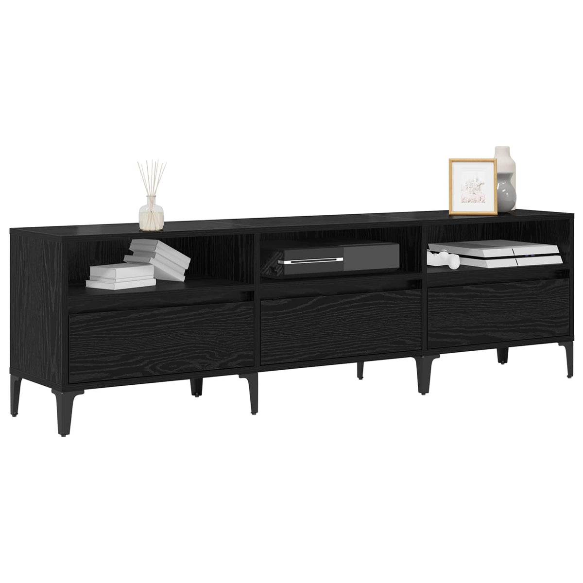TV-skab Sort eg 150 x 30 x 45 cm Ingeniørt træ og jern