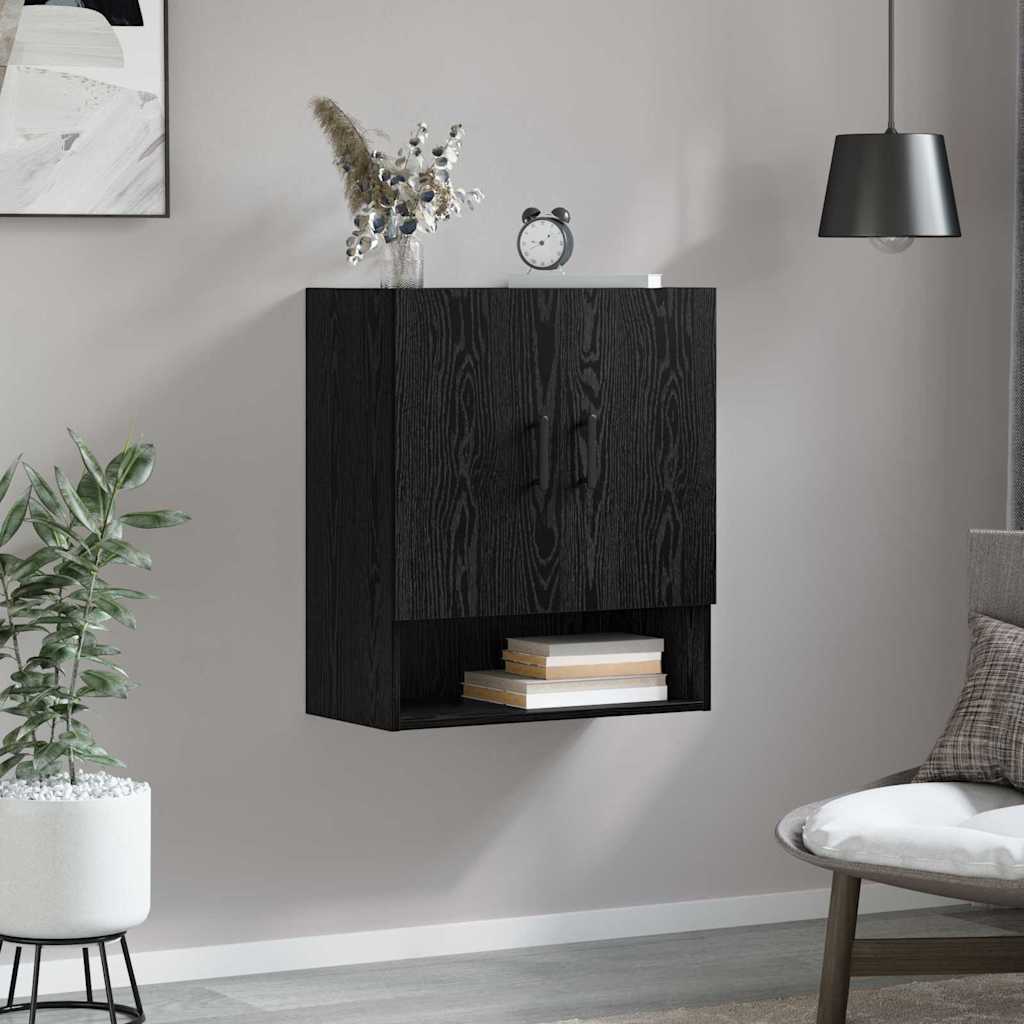 Vægmonteret skab 60 x 31 x 70 cm Konstrueret træ Sort eg