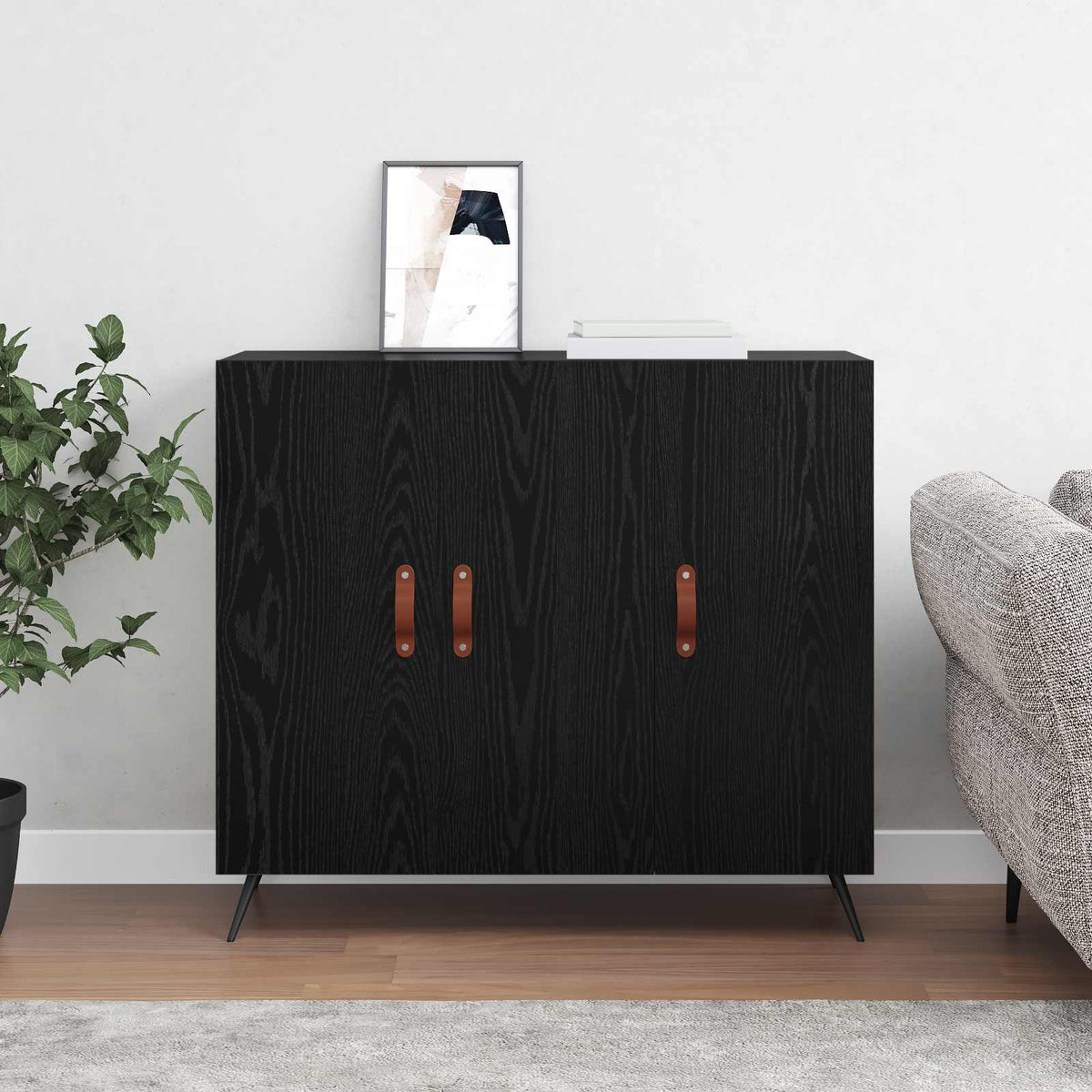 Sideboard Sort eg 89,5 x 34 x 80 cm Konstrueret træ