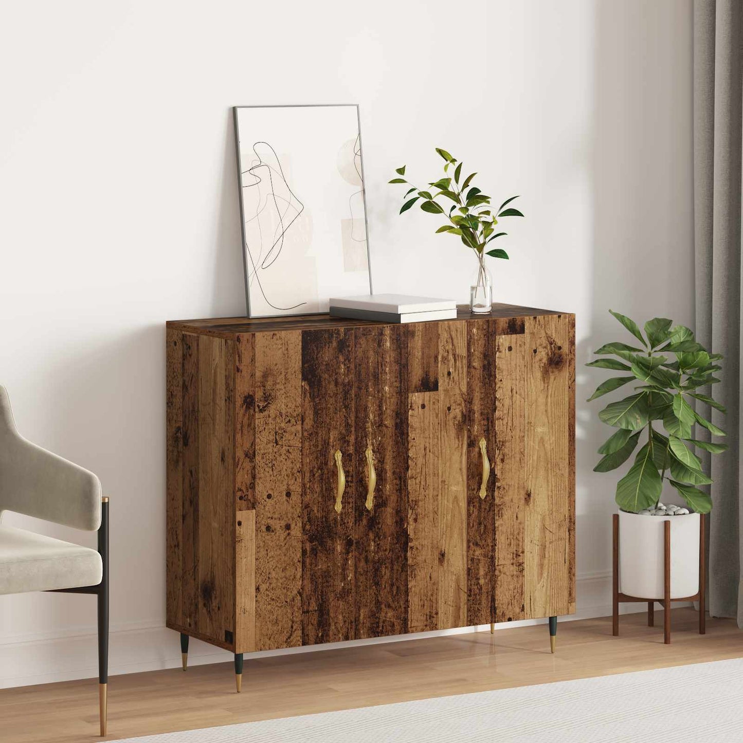 Sideboard Gammelt træ 90 x 34 x 80 cm Konstrueret træ