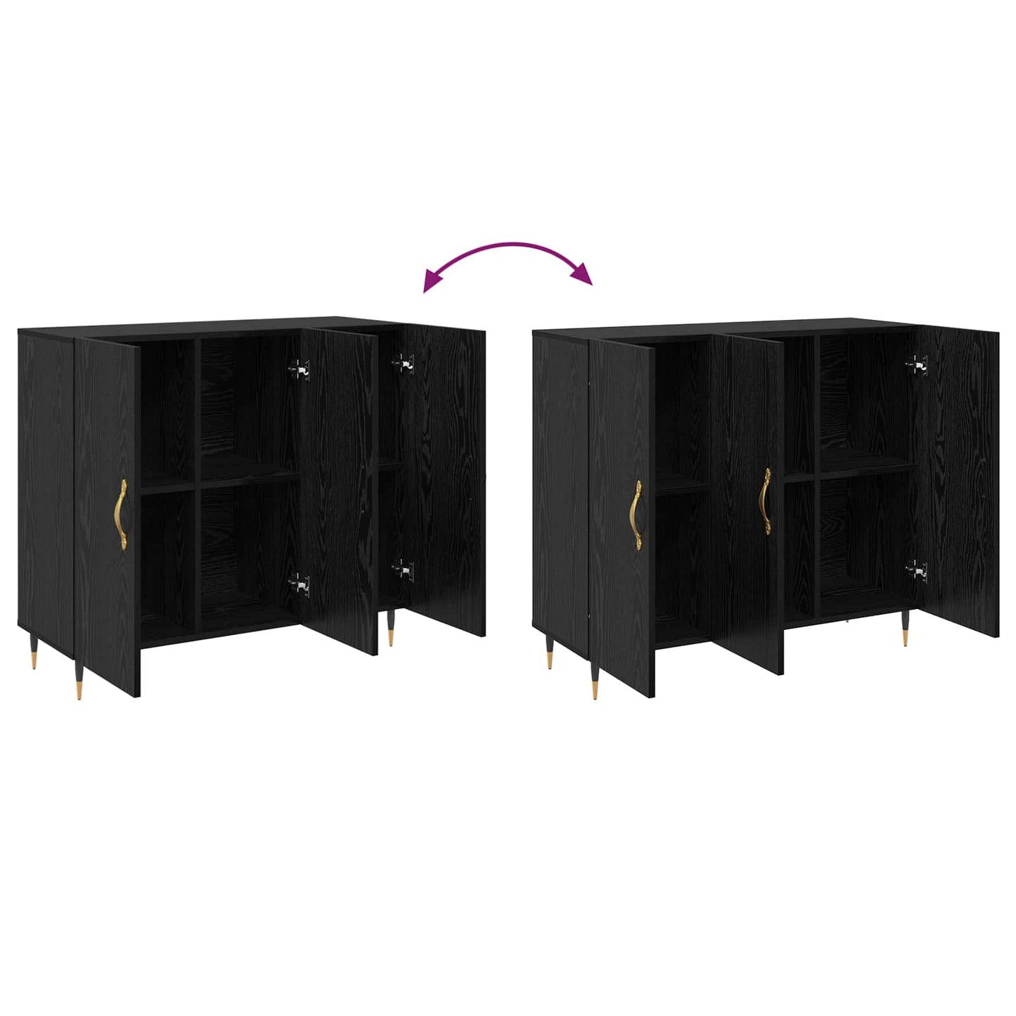 Sideboard Sort eg 90 x 34 x 80 cm Konstrueret træ