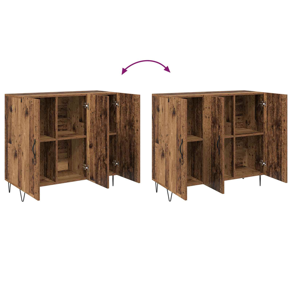 Sideboard Gammelt træ 90 x 32,5 x 80 cm Konstrueret træ