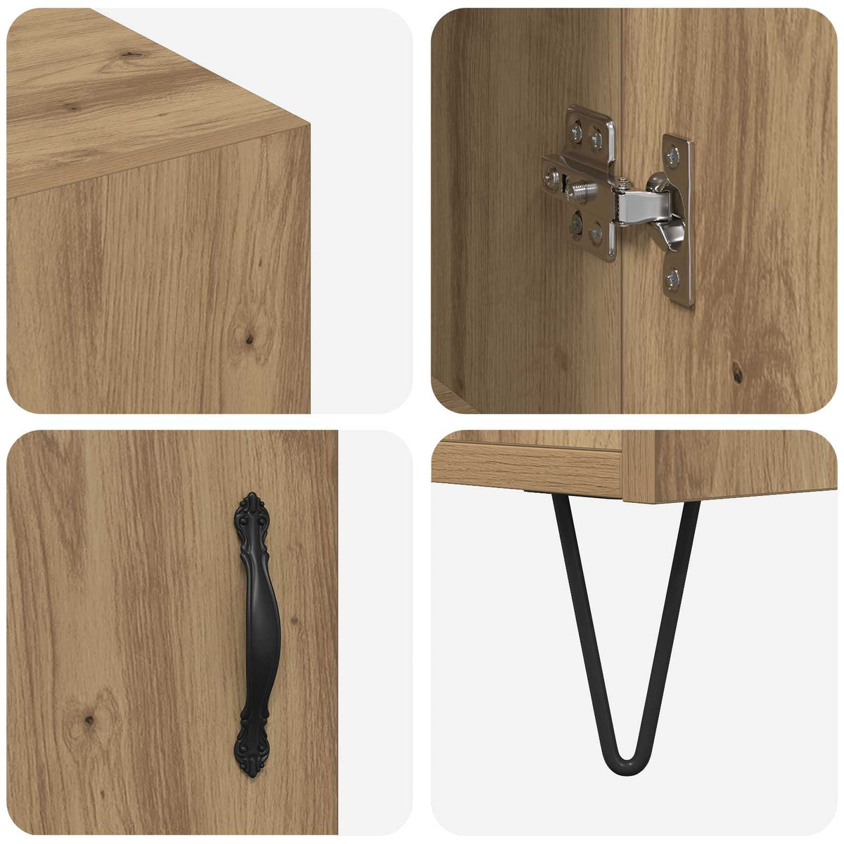 Sideboard Artisan Egetræ 90 x 32,5 x 80 cm Konstrueret træ