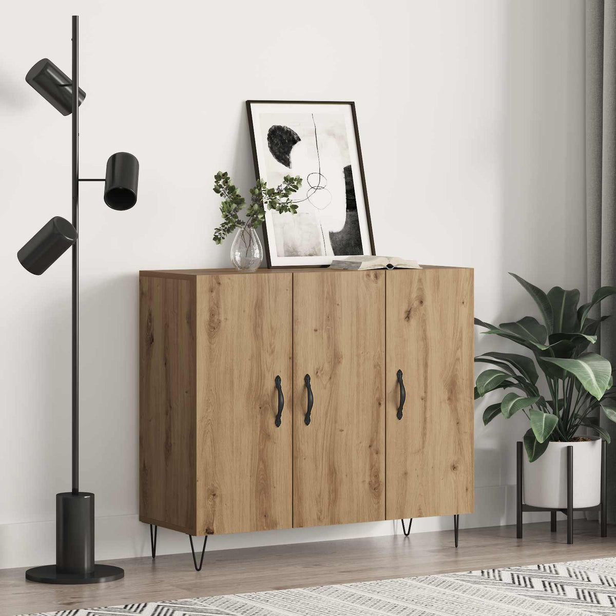 Sideboard Artisan Egetræ 90 x 32,5 x 80 cm Konstrueret træ