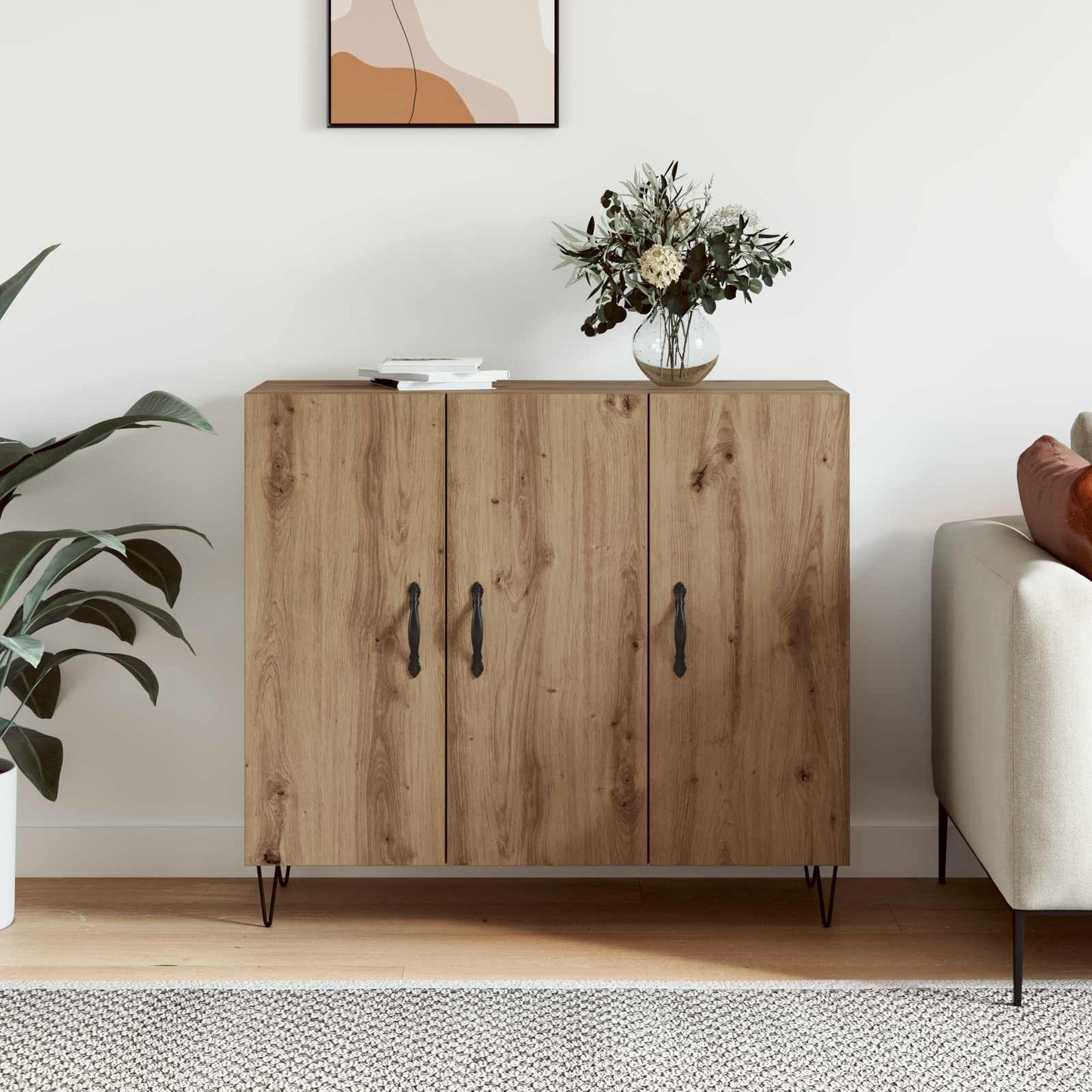 Sideboard Artisan Egetræ 90 x 32,5 x 80 cm Konstrueret træ