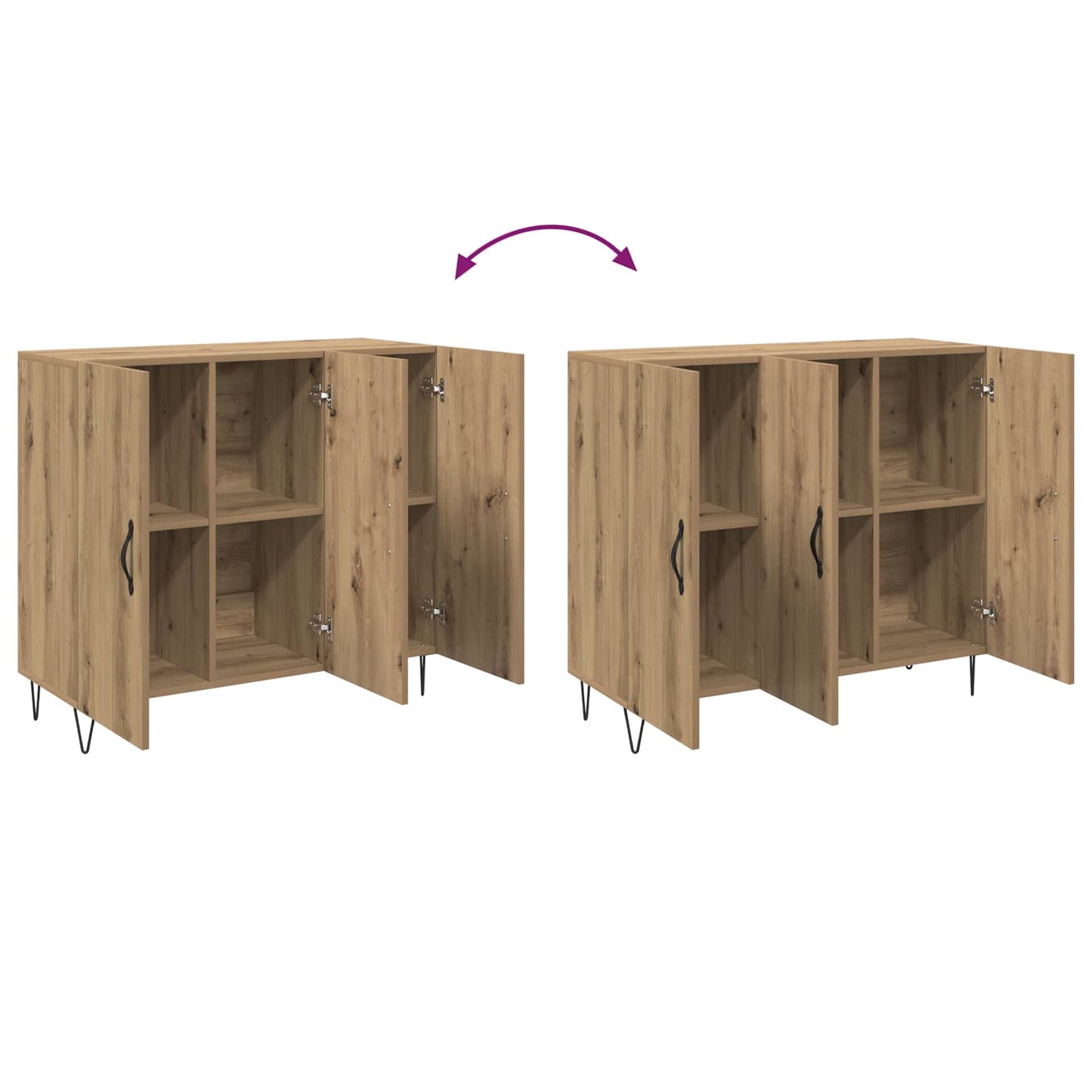 Sideboard Artisan Egetræ 90 x 32,5 x 80 cm Konstrueret træ
